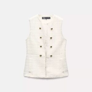 NWT! Zara Women's Cream tweed vest M